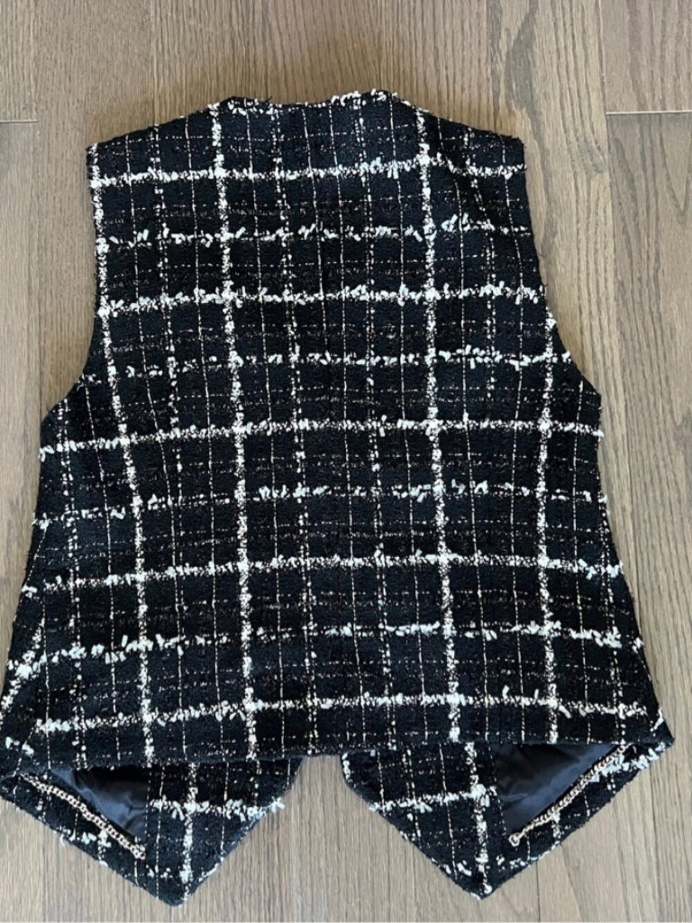 JOCHIWOOL Black & White Tweed Vest, Size M, Brand New
